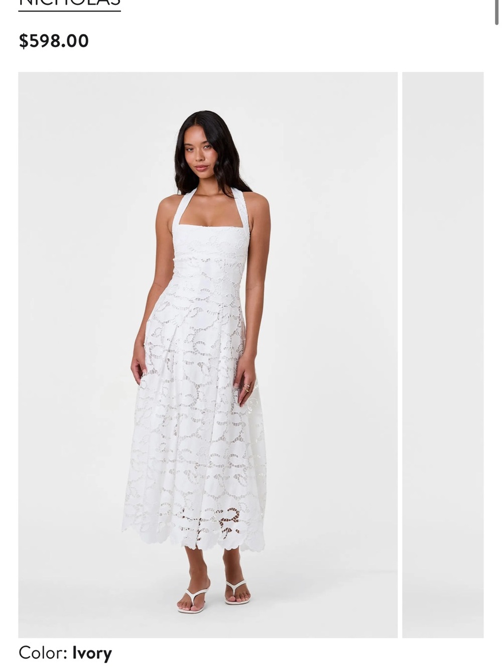 NICHOLAS White Lace Halter Maxi Dress